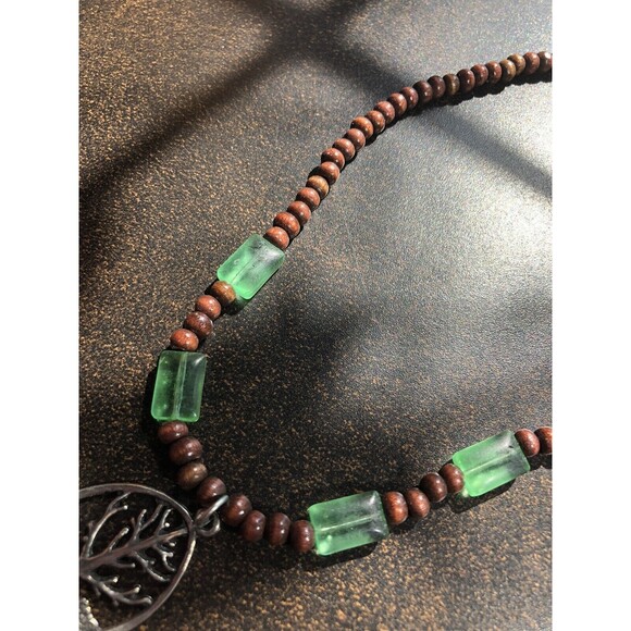 Tree of Life Medallion Stone Necklace Vintage Artisan Jewelry Woman Teen Gift - Picture 8 of 9